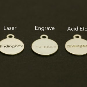 Etiquetas de metal personalizadas, etiqueta colgante con logotipo personalizado de 10 mm, láser/grabado/grabado personalizado, metal a base de latón, calibre 23/0,7 mm, F0LC.10MM 50/100 PC imagen 3