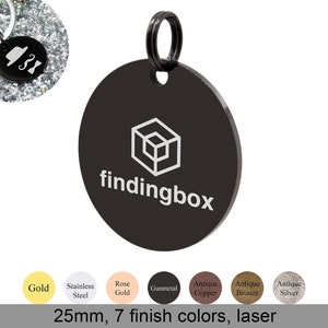 Custom Metal Tags, 25mm Round Stainless Steel Charm, Mirror Polished Tag, Custom Logo Name Date, Laser Engraved Charm, F0R1.ST.25MM.C image 1