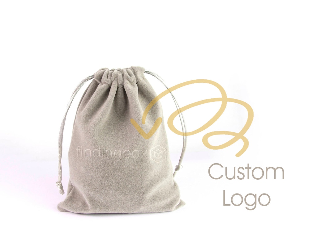100pcs Customize Logo Print Velvet Jewelry Pouches Small Business
