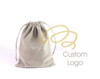 Custom Velvet Jewelry Pouch, Emboss Gift Bags with Logo, Personalized Jewellery Bag, Wedding Favor Bag, 100 PCS, 4.6x6 Inch,P183.P100 DBF