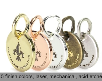Aangepaste metalen tags, 10 mm ronde aangepaste sieradentag, messing tag, laser/gegraveerd/geëtst logo op schijf Tags pailletten, 19 gauge, 50/100 PCS, F0R1.10mm