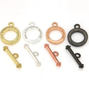 Custom Laser Engraved With Brand Name or Signature Silver Toggle Clasp ...
