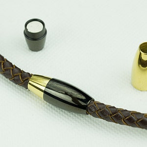 Black & Gold Mixed Stainless Steel Magnetic Clasps for 5mm Leather Cord, End Cap, Pkg of 1 Sets, F0KD.MX93.S01 KCC