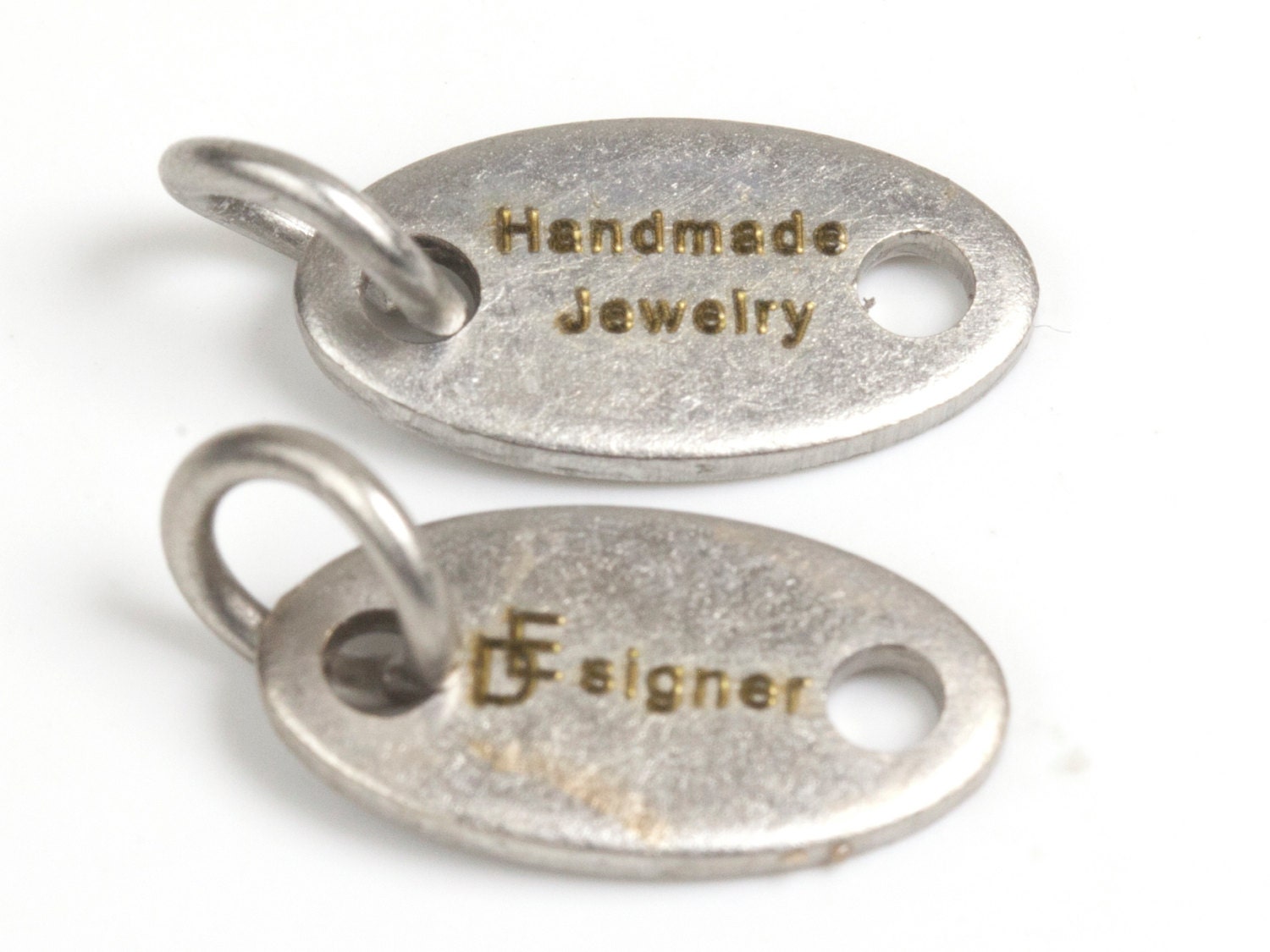 Custom Jewelry Tag Laser Engraved Logo Antique Silver Oval Etsy