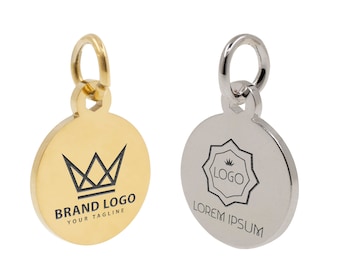 Premium Quality Custom Jewelry Tags 10mm Round - Personalized Laser Engraved Logo Tags - Durable Custom Metal Tags - Ideal for Branding