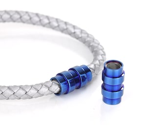 Dazzling Blue Stainless Steel Magnetic Clasps for 6mm Leather Cord, End Cap, Pkg of 1 Set, F0LV.DB40.S01 KCC