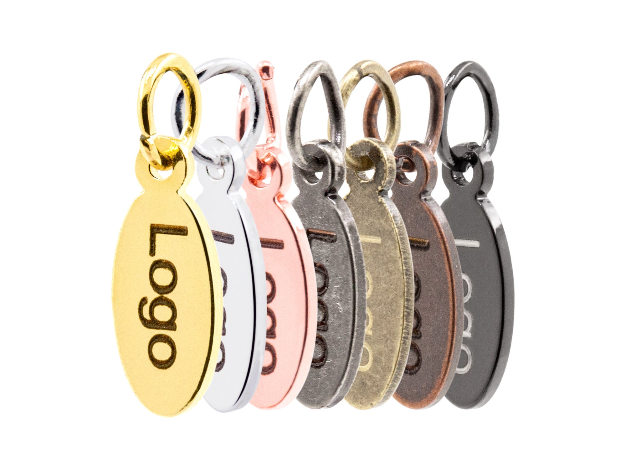 Mini Oval Jewelry Tag Laser Engraved Custom Logo Tags Brass Etsy
