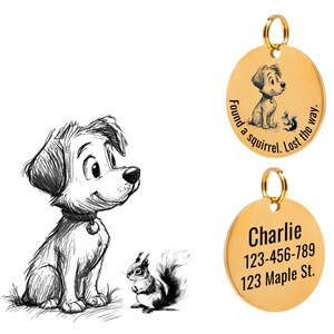 Custom Pet ID Tag, Personalized Dog Tag, 25MM Stainless Steel Laser Engraved Dog Name and Contact Information, Funny and Cute Pet Tag