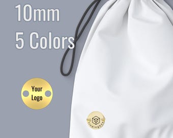 Étiquettes en métal personnalisées à coudre, 10 mm, Étiquettes avec logo gravé au laser, À base de laiton, 100 pièces, F0RJ