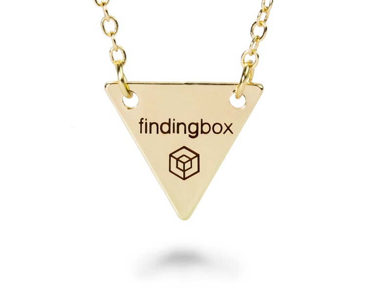 19 Gauge 15x15mm F14O.GO01.C Pkg of 50100 PCS Gold Triangle Jewelry Tag with 2 Holes Laser Engraved Logo on Triangle Tags Sequins