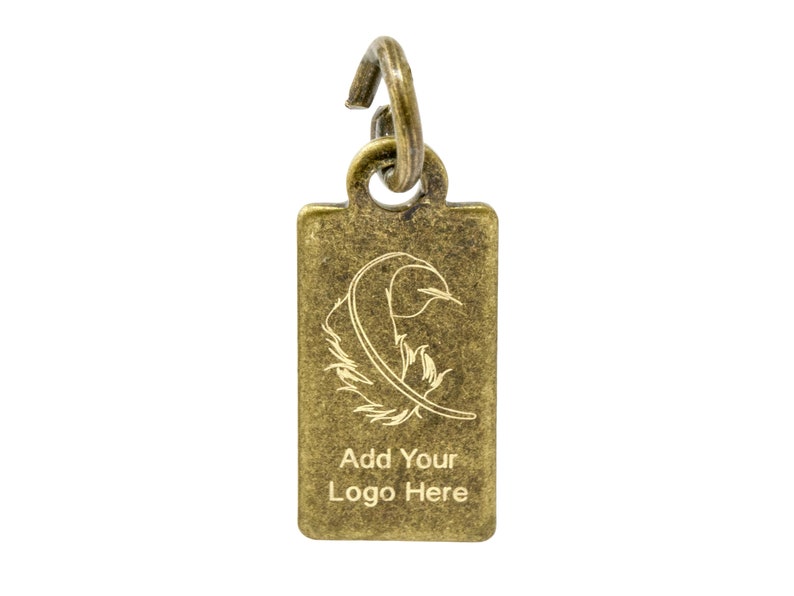 Custom Metal Tags, Metal Handmade Label, Jewelry Tag, Rectangle Brass Based Metal Tag, Laser Engraved 11.5x6mm tags, F0LA image 7
