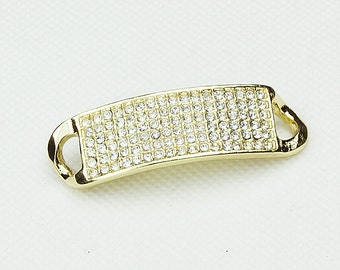 Gold Pave Connector, with Clear Crystal Rhinestones, Bracelet Connector, 50x14mm,  1 pc, C0HM.GO01.P01 OWH