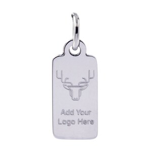 Rechthoekig roestvrijstalen label met mechanisch gegraveerd aangepast logo, gepersonaliseerd logo gegraveerde pailletten, 11,5 x 6 mm, F0LA.ST.ME DBF afbeelding 4