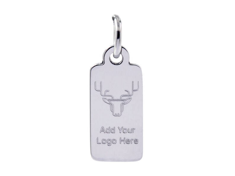 Rechthoekig roestvrijstalen label met mechanisch gegraveerd aangepast logo, gepersonaliseerd logo gegraveerde pailletten, 11,5 x 6 mm, F0LA.ST.ME DBF afbeelding 4