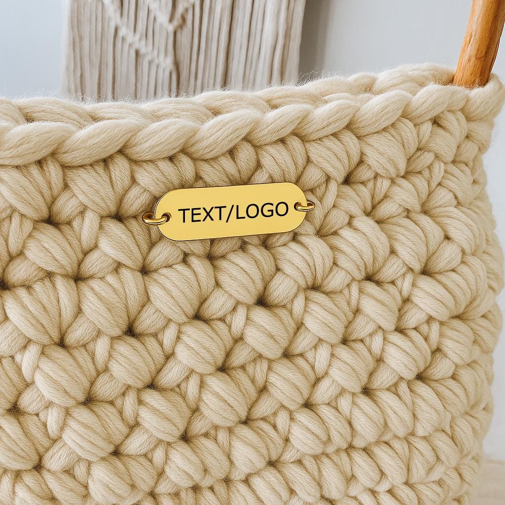 Custom Metal Labels for Bags – 25x10mm Stainless Steel Tags with Double Holes, Laser Engraved Logo, 7 Colors, 20/50/100pcs