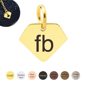 Diamond Shape Stainless Steel Jewelry Tag, Custom Logo Laser Engraved on Metal Hanging Tag, High Quality Polished, 10x8mm, F1I5.ST