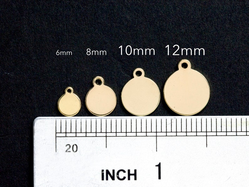 Custom Metal Tags, 10mm Custom Logo Hanging Tag, Laser/ Engrave/ Etch Personalized, Brass Based Metal, 23 Gauge/0.7mm, F0LC.10MM 50/100 PCs image 4