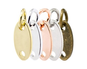13x7mm Brass Based Blank Tag for Logo Stamping Use, Oval Disc Sequins, Metal Jewelry Tag, 19 Gauge, Pkg of 100 PCS, F0VJ