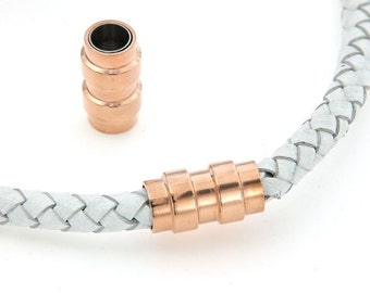 Rose Gold Stainless Steel Magnetic Clasps for 4mm, 5mm, 6mm Leather Cord, End Cap, Pkg of 1 Sets, F0LV.RG04.S01 KCC