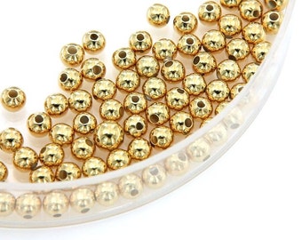Gold Round 3mm 4mm 5mm 6mm Beads, Gold Plated Over Copper, Pkg of 20 PCS, B0LU.GO01.P20 DBF
