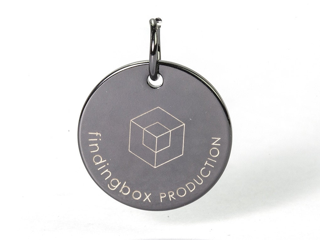 Gunmetal Custom Jewelry Tag Laser Engraved Logo on Round Disc Etsy