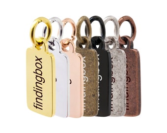 Médaillon à bijoux rectangulaire en acier inoxydable, Étiquette suspendue en métal avec logo personnalisé gravé au laser, Poli haute qualité, 11,5 x 6 mm, F0LA.ST