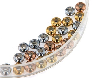 20 PCS Saucer Beads, Flat Smooth Shiny Spacer Bead, Plated Over Copper, Pkg of 20 PCS, B0OU.P20 KCC