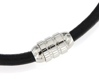 Silver Stainless Steel Magnetic Clasps for 5mm Leather Cord, End Cap, Pkg of 1 Sets, F0P6.SI06.S01 KCC