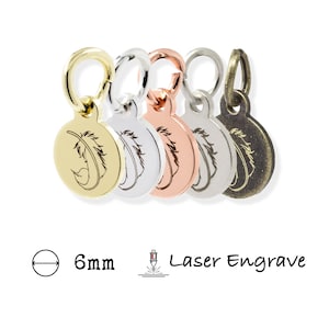 Etichette con logo in metallo personalizzate da 6 mm, etichette per gioielli incise al laser, ciondoli personalizzati, in ottone, spessore 0,7 mm (calibro 23), 100 pezzi