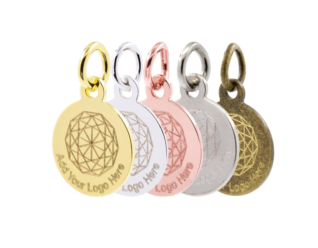 Custom Jewelry Tags, Mechanical Engraved Logo on Round Tags, Color