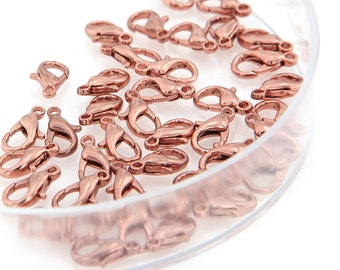 9.6mm Rose Gold Lobster Clasp, Rose Gold Plated over Pure Copper, Pkg of  10 PCS, F0MX.RG04.P10 DBF