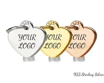 Sólido 925 plata esterlina grabado joyería etiqueta, lentejuelas de disco de corazón, 10.5x10.7mm, 18 gauge, Pkg de 50/100 PCS, F0S6. SI06. C DBF
