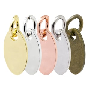 13x7mm Brass Based Blank Jewelry Tag, Oval Blank Disc Tags Sequins for Logo Stamping Use, 19 Gauge, Pkg 100 PCS, F0R3