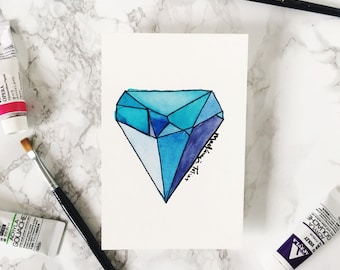 Sapphire - Original Watercolor