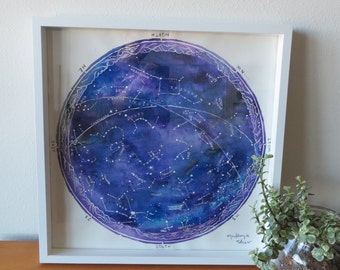 Watercolor Constellation Map Print