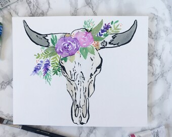 Skull Collection - Longhorn Print