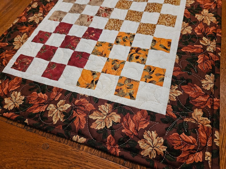 Quilted Autumn Checkerboard Table Runner 48 - Etsy