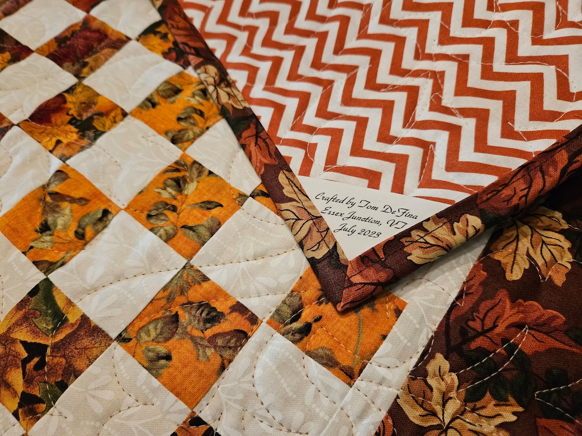 Quilted Autumn Checkerboard Table Runner 48 - Etsy