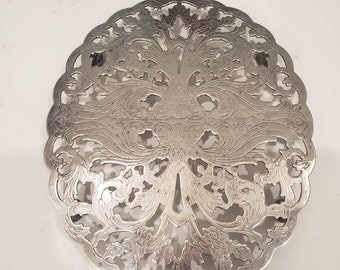 Vintage Floral Scroll Silverplate Tray/Trivet