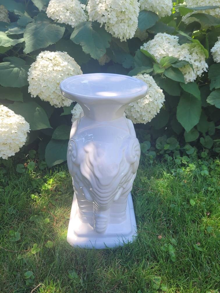 Vintage Ceramic White Elephant Plant Stand/ Table Chinoiserie Etsy