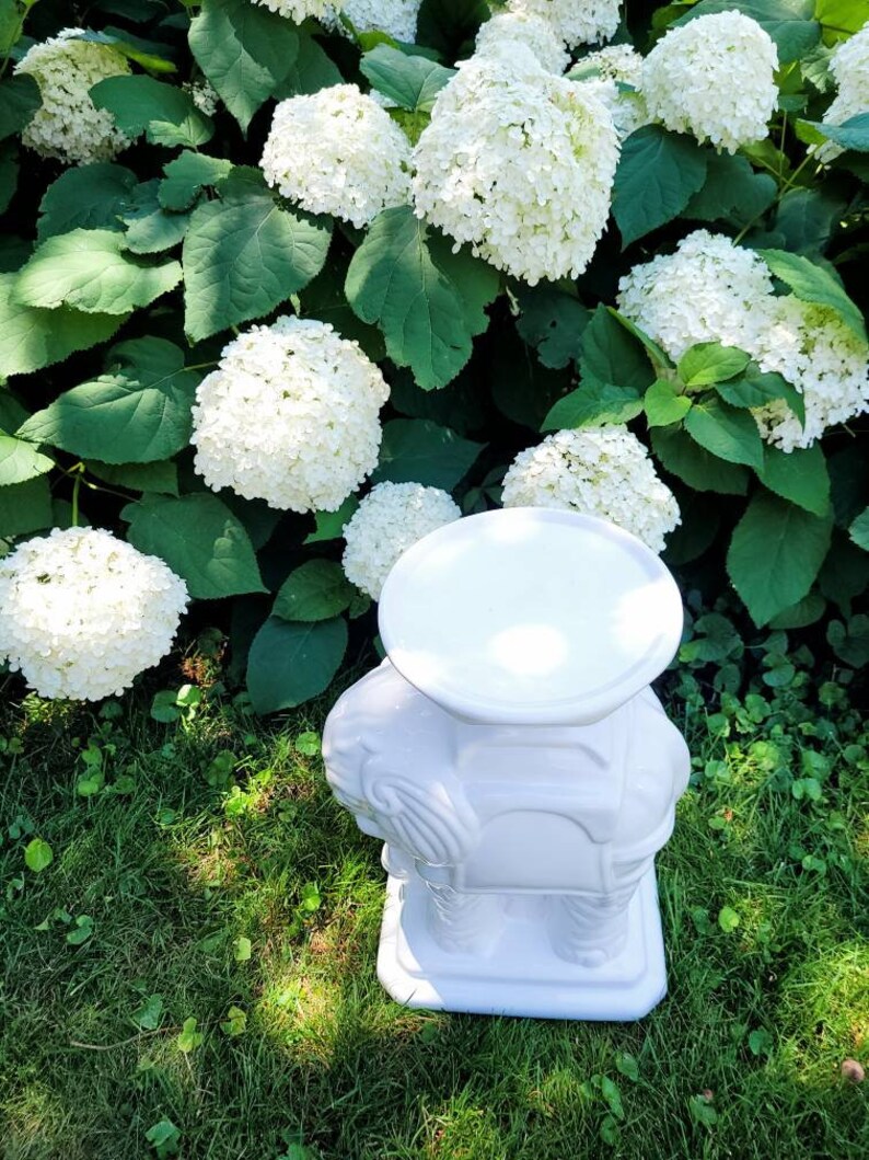 Vintage Ceramic White Elephant Plant Stand/ Table Chinoiserie Etsy