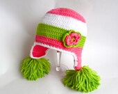 Häkeln Sie Baby Hut Kinder Hut Newborn Baby Hut Baby Mädchen Mütze mit Blumen Hut für Mädchen Baby Mädchen Hut Baby Mädchen Mütze weiß grün Pink Hut