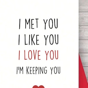 Je t'ai rencontré, je t'aime, je t'aime, anniversaire de naissance mignon, anniversaire de la Saint-Valentin, carte de visite, meilleure amie du travail, meilleur ami, cadeau pour meilleure amie