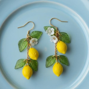 Lemon Earrings, Lemon Drop Dangly Earrings, Food Earrings, Fruit Earrings, Funny Cute Statement Earrings, Birthday Gift for Her