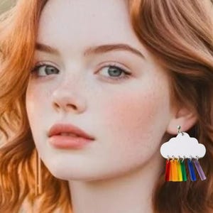 Regenbogen Ohrringe, Wolke Ohrringe, Regenwolke Ohrringe, Pride Ohrringe, LGBTQ Ohrringe, bunte Ohrringe, Acryl Ohrringe, lustige Ohrringe