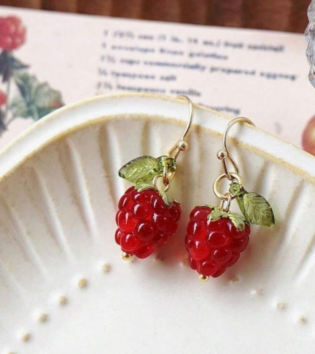 Raspberry Earrings, Raspberry Drop Earrings, Food Earrings, Fruit Earrings, Funny Cute Statement Earrings, Birthday Gift for Her