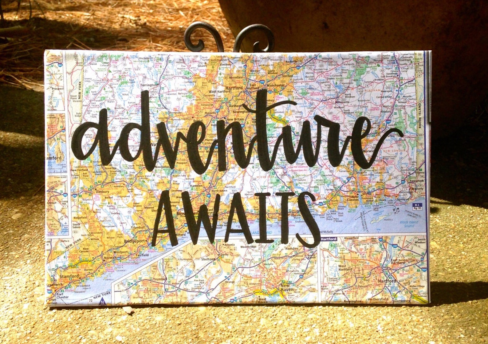 Adventure Awaits Map Wood Sign | Etsy
