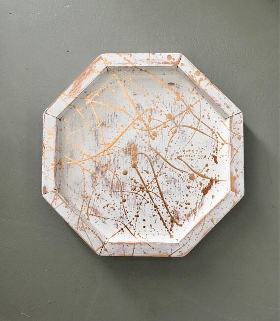 Distessed Gold Splatter Decorative Tray Etsy