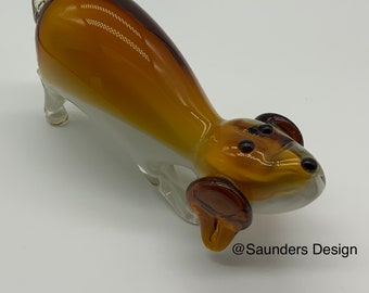 Art Glass Hound Dog Figurine Paperweight