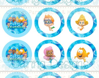 INSTANT DOWNLOAD Bubble Guppies Cupcake Toppers, DIY Digital File